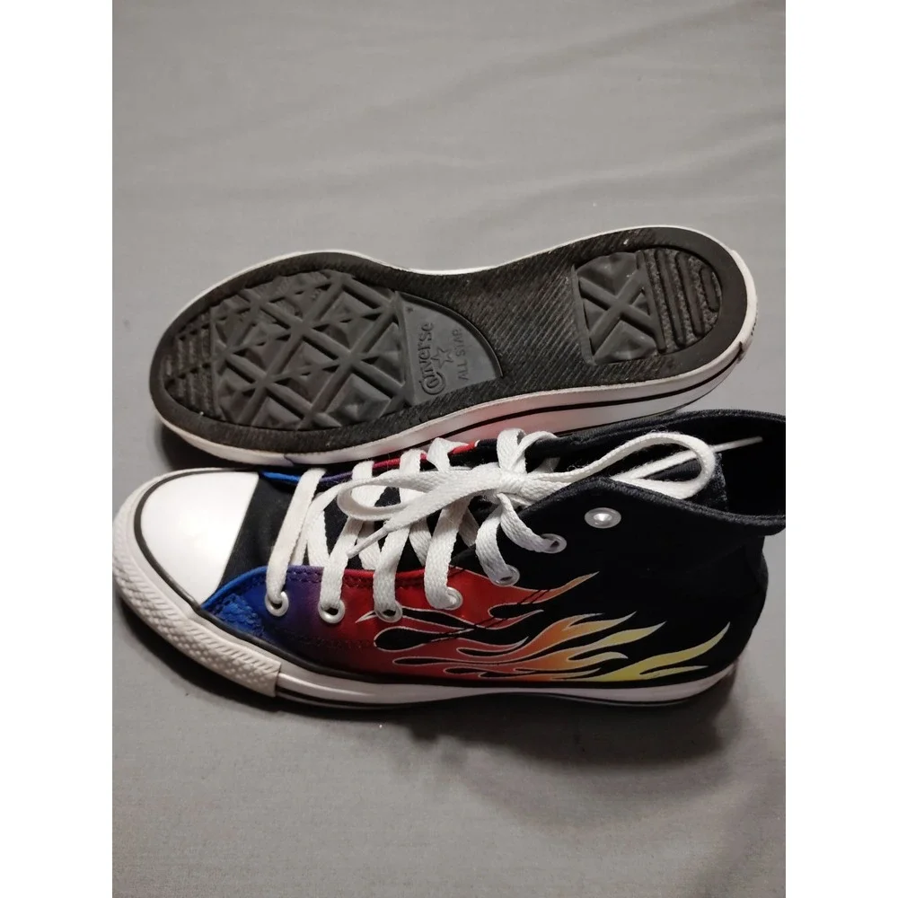 Converse Chuck Taylor Kids 4.5 Flame High‎ Top Preppy Skater Artsy Boho Sneakers